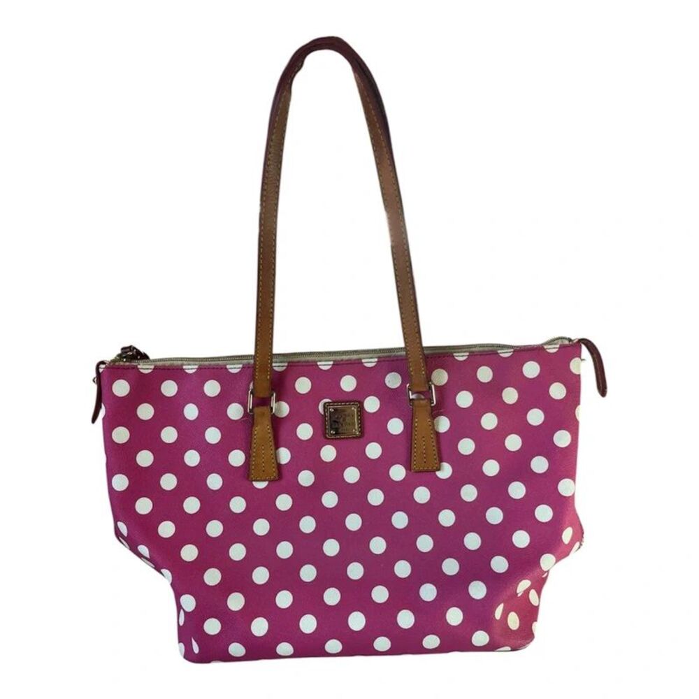 Dooney & Bourke Pink & White Polka Dot Shopper Tote Bag Purse
